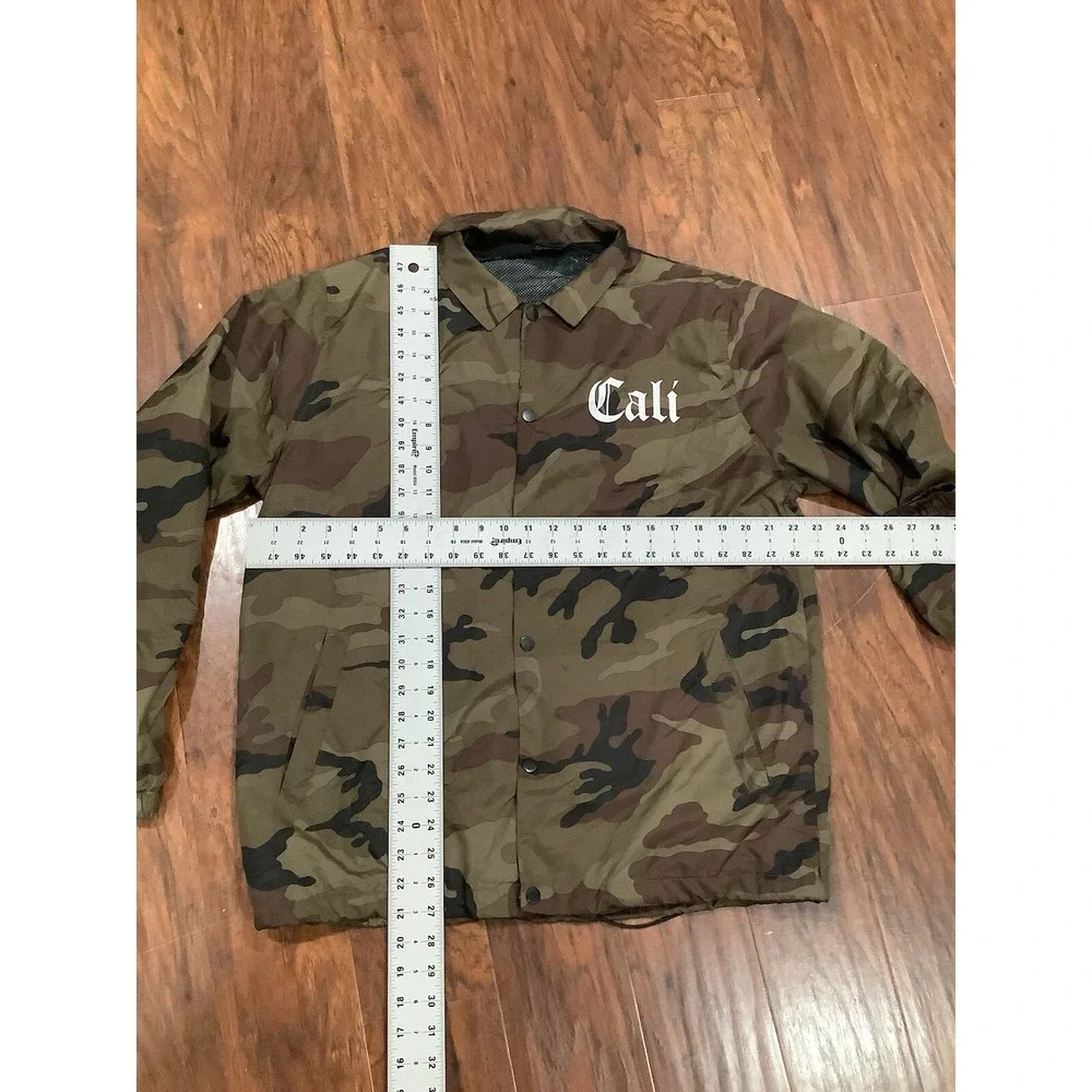 MOLOKAI SURF CO. CALI Men Large Camo Lined Snap Button Windbreaker Jacket
